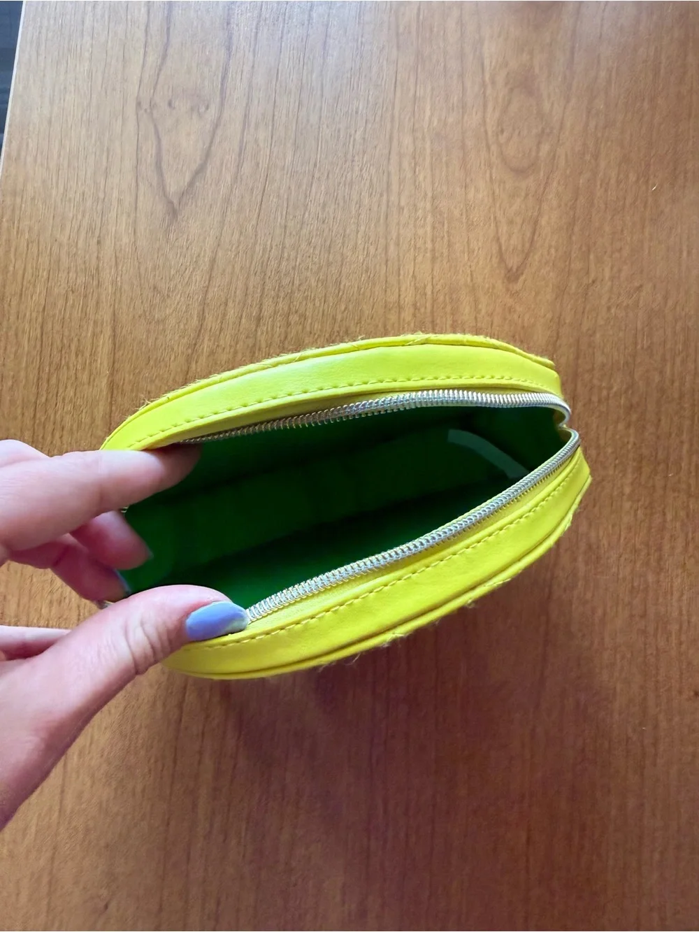 Bright Lemon Quilted Clutch with Leaf Zip Pull